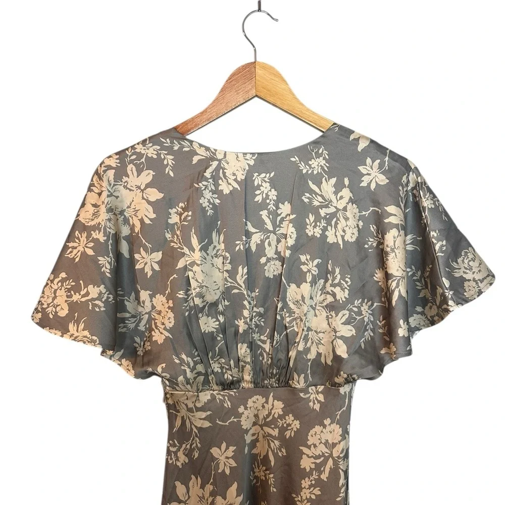 NWT Abercrombie Flutter Sleeve Satin Maxi Dress XS